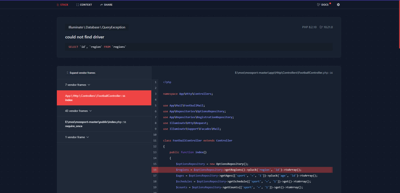 Не могу поднять локально страницу на Laravel? Не могу поднять локально страницу на Laravel?