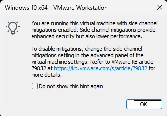 Из-за чего опция в vmware workstation mitigations for Hyper-V не активна? Из-за чего опция в vmware workstation mitigations for Hyper-V не активна?
