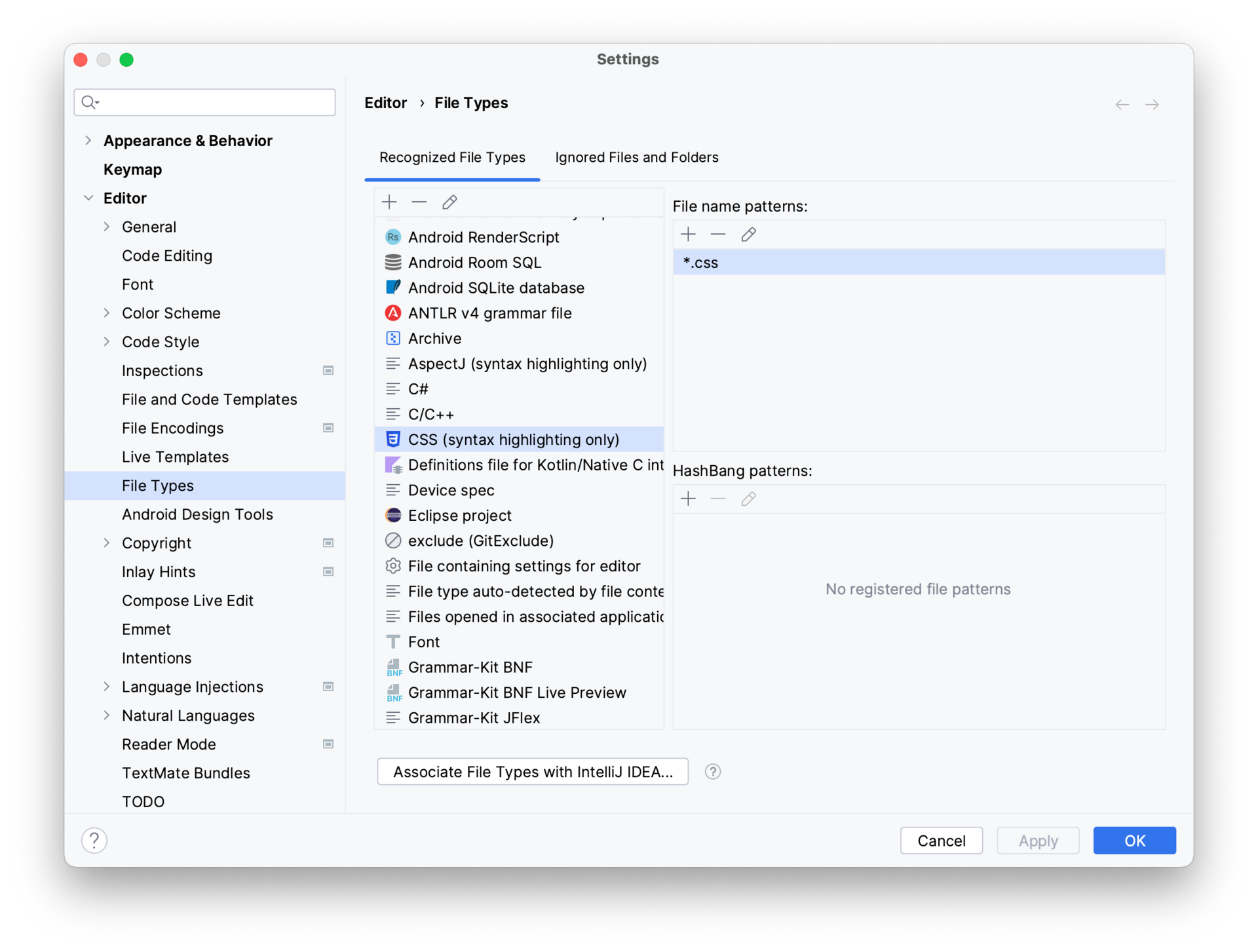 Как включить подсветку синтаксиса в Pycharm, в файлах css? Как включить подсветку синтаксиса в Pycharm, в файлах css?